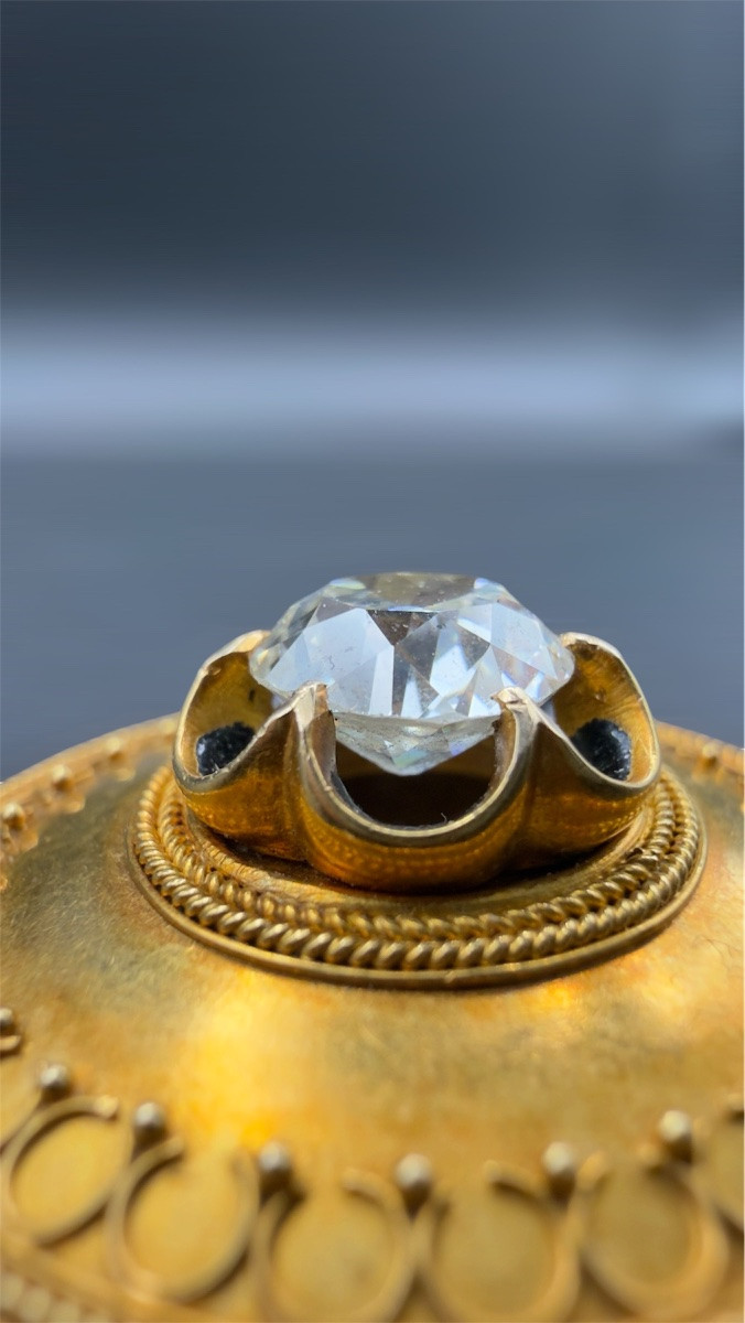 Pendentif ouvrant Napoléon III en or et diamant ancien ~1,5 ct-photo-3