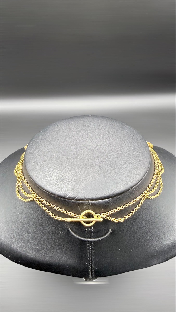 Collier draperie Qadjar en or jaune 18 carats et turquoises — XIXe siècle-photo-4