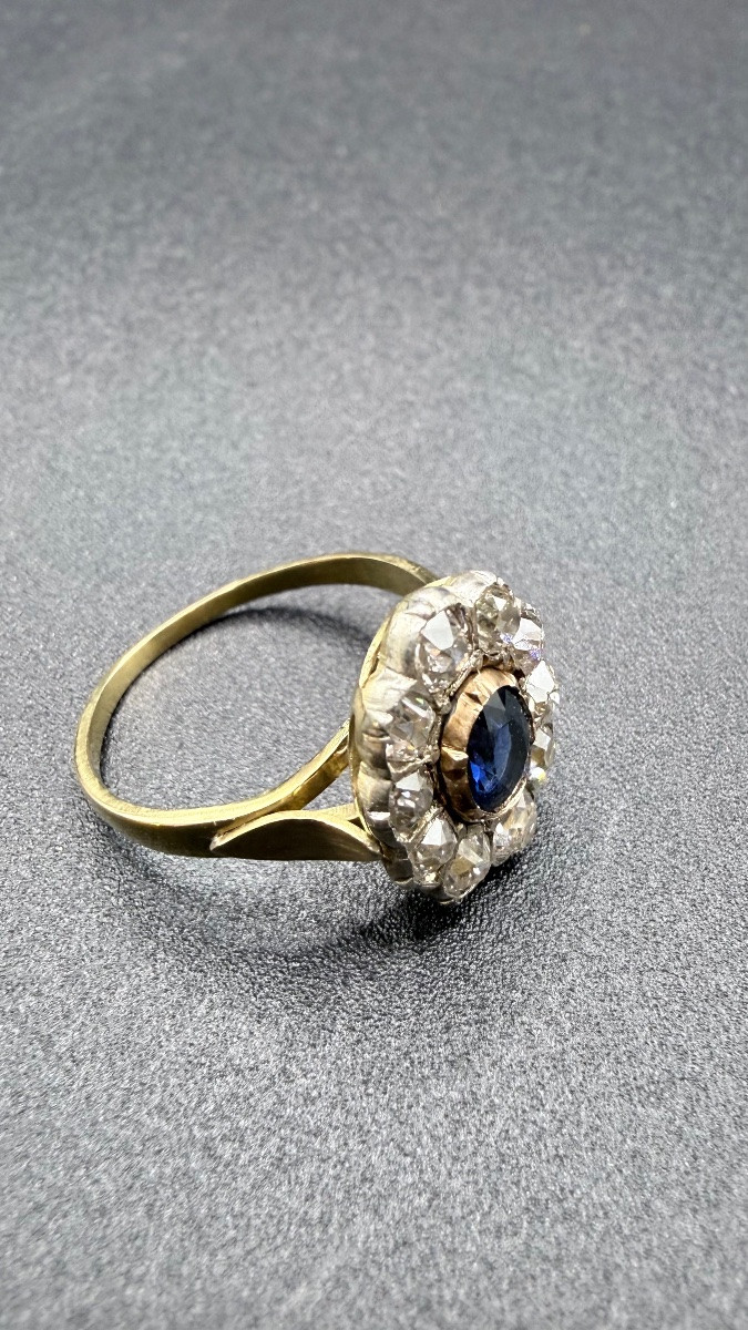 Bague Art Nouveau or 18 carats, saphir et diamants-photo-1