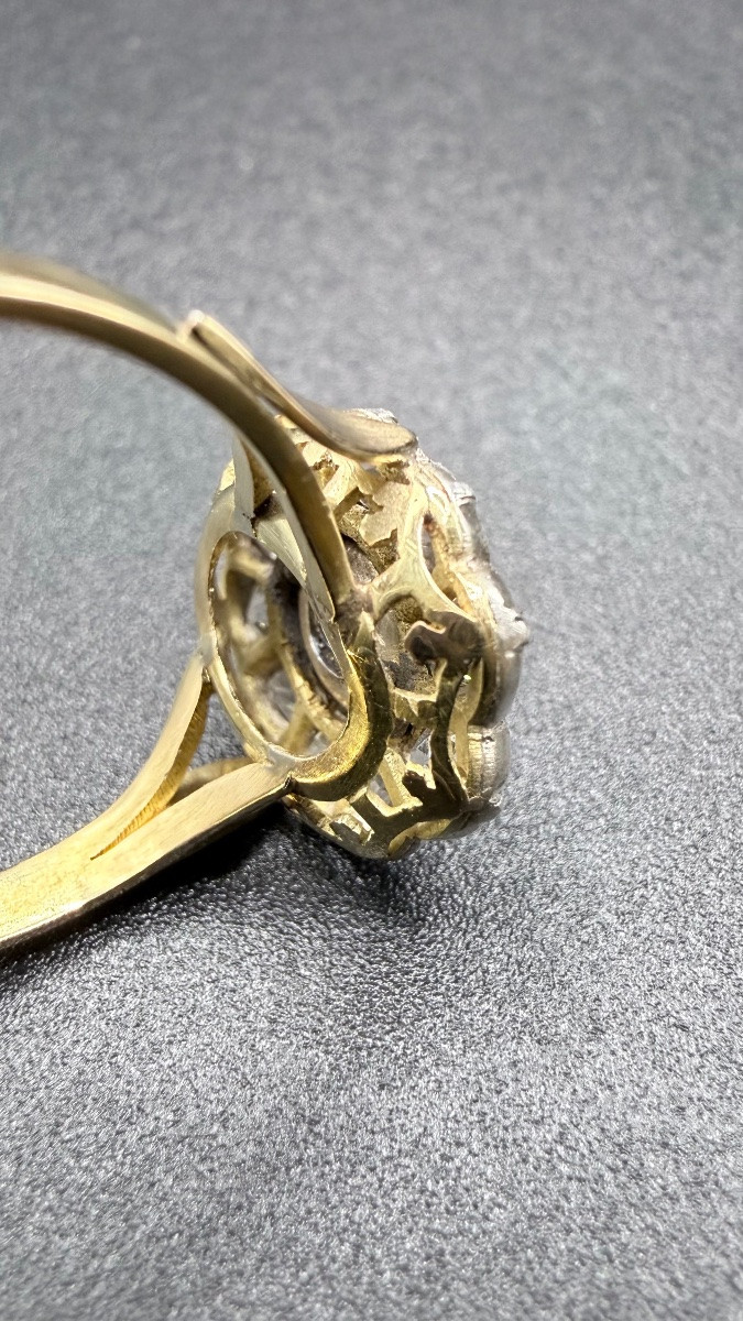 Bague Art Nouveau or 18 carats, saphir et diamants-photo-3