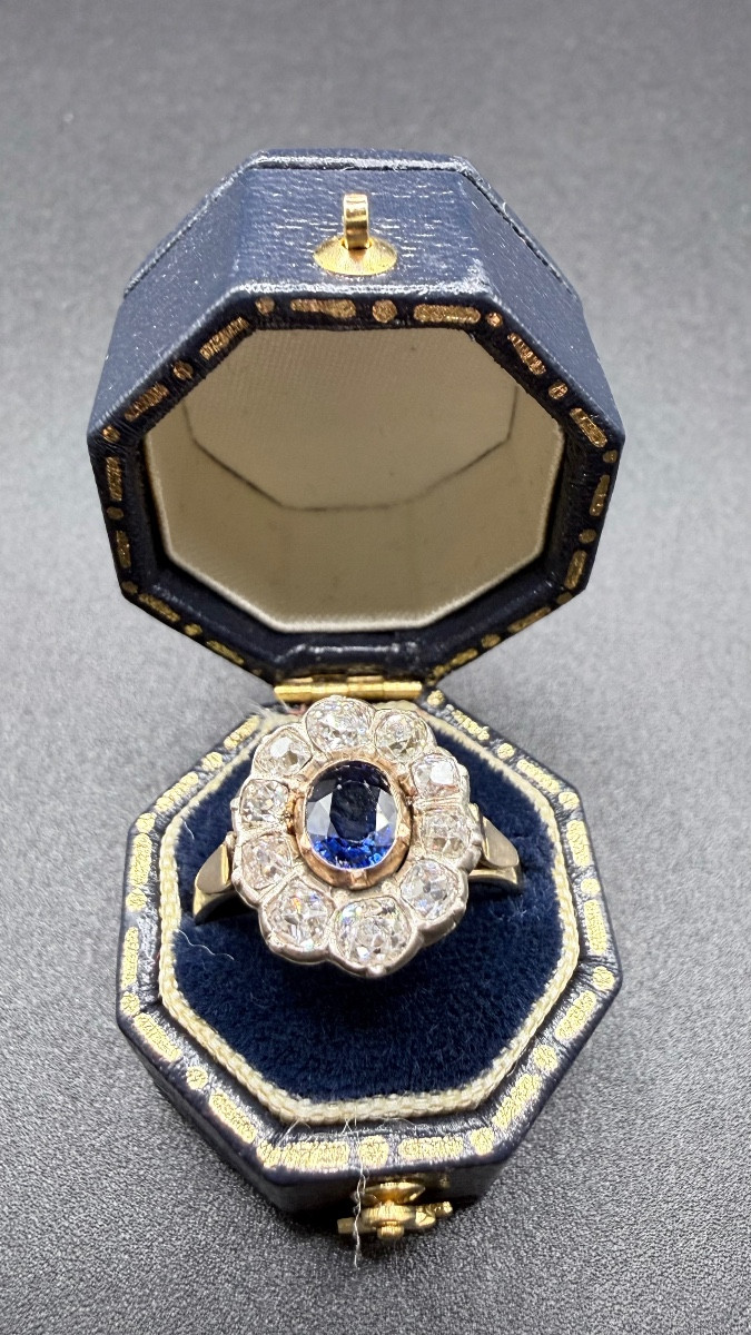 Bague Art Nouveau or 18 carats, saphir et diamants