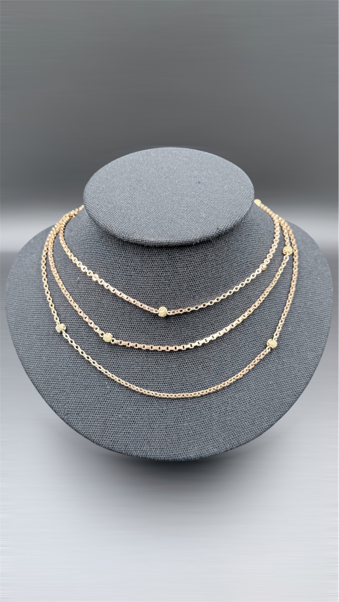 Sautoir In 18-carat Yellow Gold With Filigree Beads, 1950-1960s.-photo-2