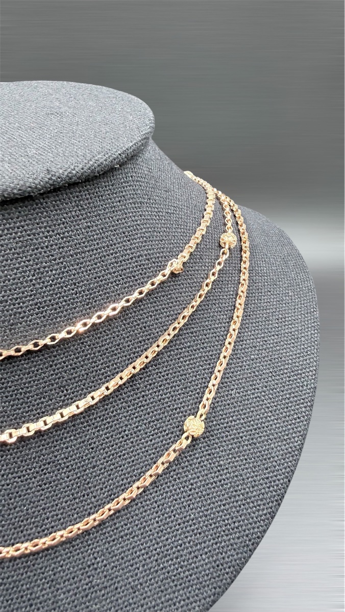 Sautoir In 18-carat Yellow Gold With Filigree Beads, 1950-1960s.-photo-3