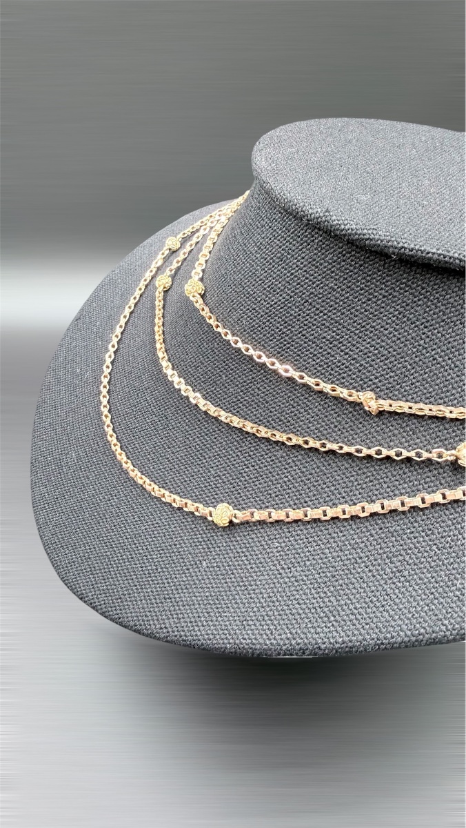 Sautoir In 18-carat Yellow Gold With Filigree Beads, 1950-1960s.
