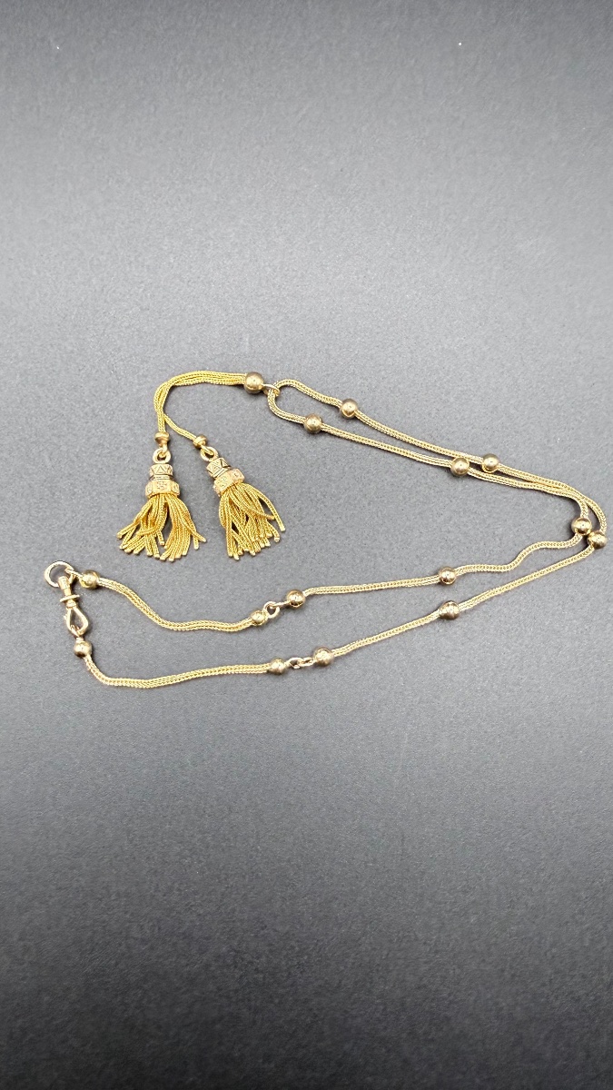 Collier à pompons Napoléon III en or jaune 18 carats-photo-2