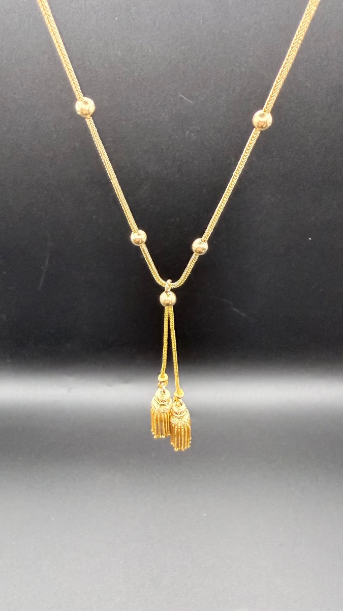 Collier à pompons Napoléon III en or jaune 18 carats-photo-3