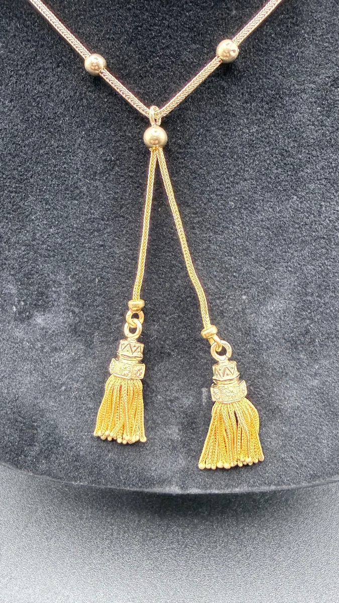 Collier à pompons Napoléon III en or jaune 18 carats-photo-4