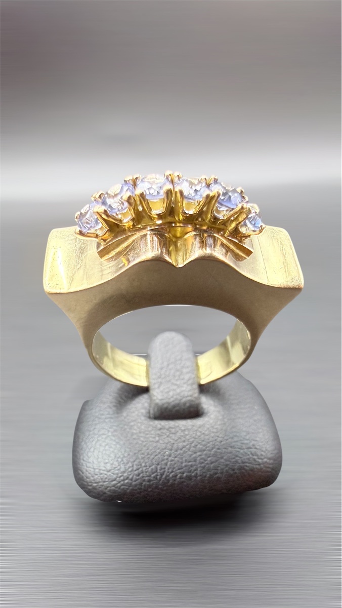 A 1950s Tank Ring In 18-karat Yellow Gold With Sapphires.