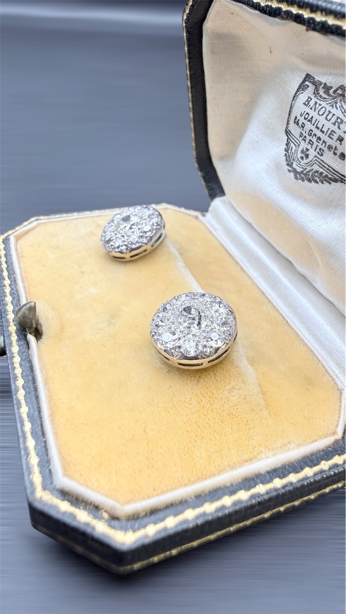 Boucles d’oreilles Art Déco en or blanc 18 carats et diamants.-photo-4