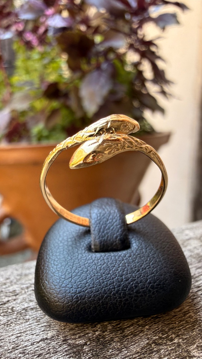 Bague serpent en or jaune 18 carats – Années 1960-1970. -photo-3