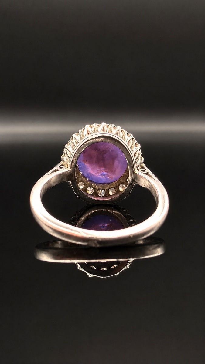 Art Deco Ring With Star Sapphire & Diamonds – Platinum. -photo-2