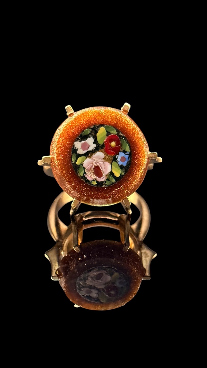 19th-century Micro-mosaic Ring – 18-karat Yellow Gold.