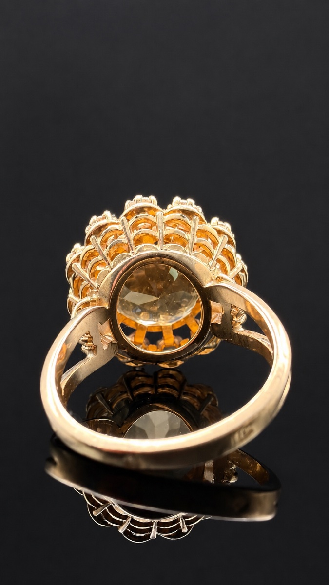Vintage Citrine And Colorless Sapphire Ring – 18-karat Gold.-photo-2
