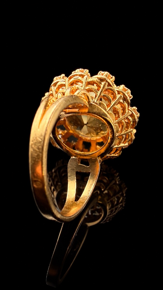 Vintage Citrine And Colorless Sapphire Ring – 18-karat Gold.-photo-3