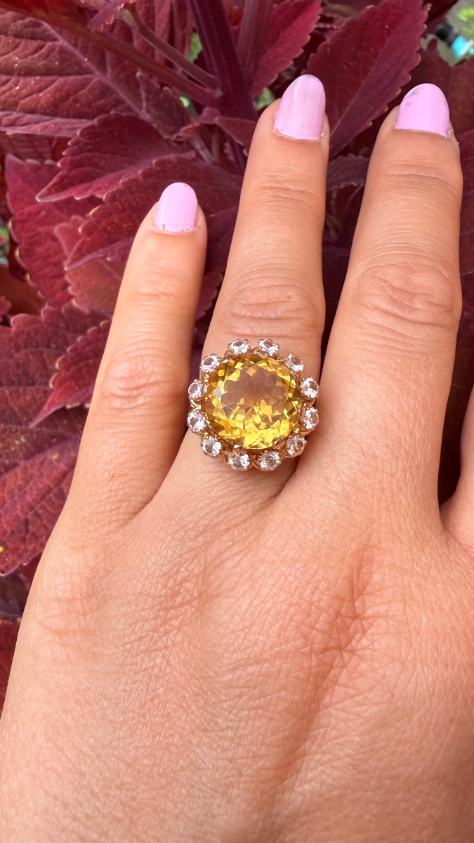 Vintage Citrine And Colorless Sapphire Ring – 18-karat Gold.-photo-4