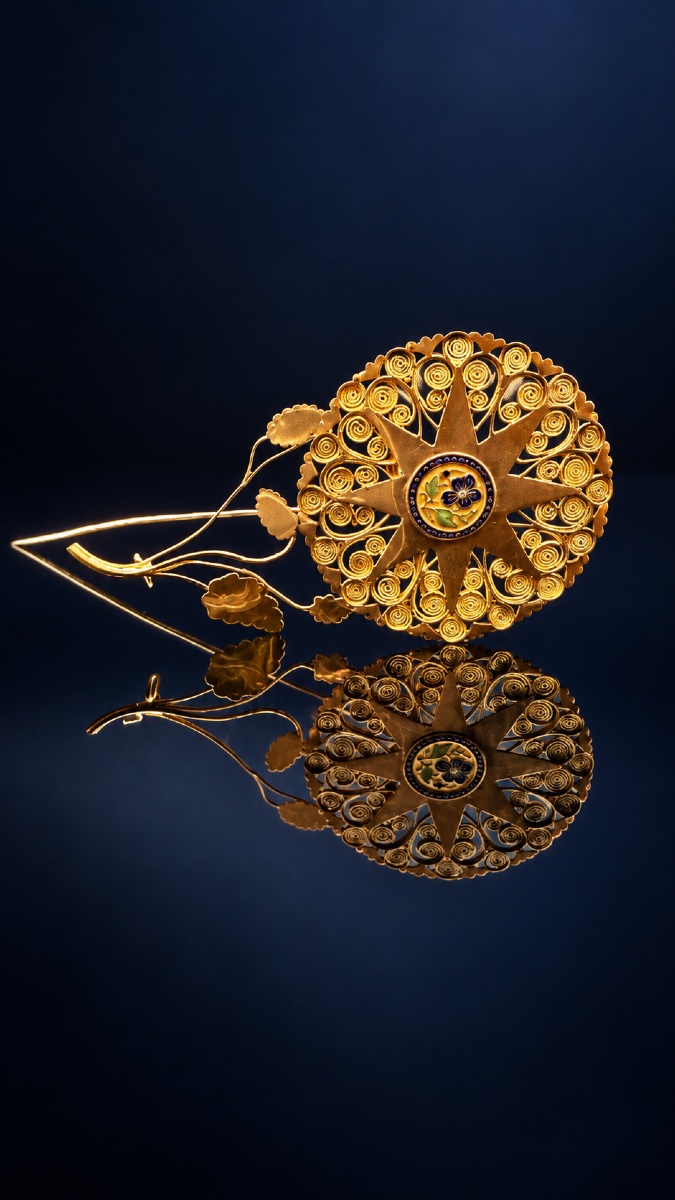 Épingle « Pensée normande » en or 18 carats – XIXe siècle.-photo-3