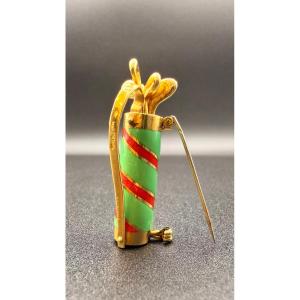 Broche Sac de golf en or jaune 18 carats – Boucheron. 