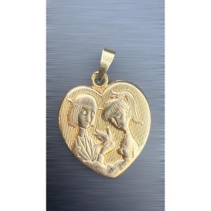 Peynet Lovers Pendant In 18k Gold