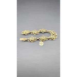 Art Nouveau Bracelet In 18k Yellow Gold, With Openwork Floral Design.