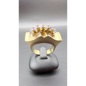 A 1950s Tank Ring In 18-karat Yellow Gold With Sapphires.