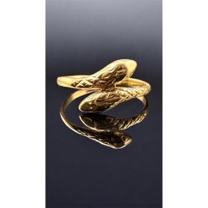 Bague serpent en or jaune 18 carats – Années 1960-1970.
