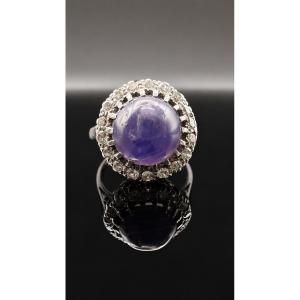 Art Deco Ring With Star Sapphire & Diamonds – Platinum.