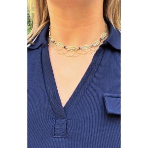 Late 19th-century 18-karat Gold Necklace With Sapphires And Fine Pearls