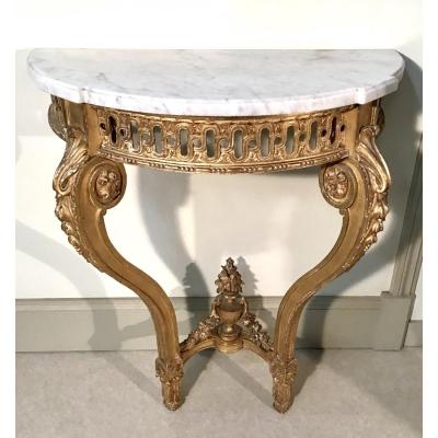 Console En Bois Doré De Style Louis XVI Epoque Fin 19ème