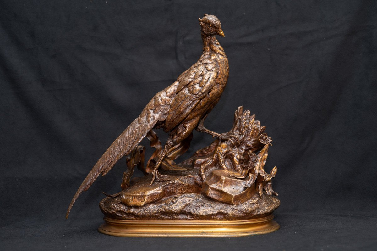 Pheasant Fighting A Weasel By J. Moigniez