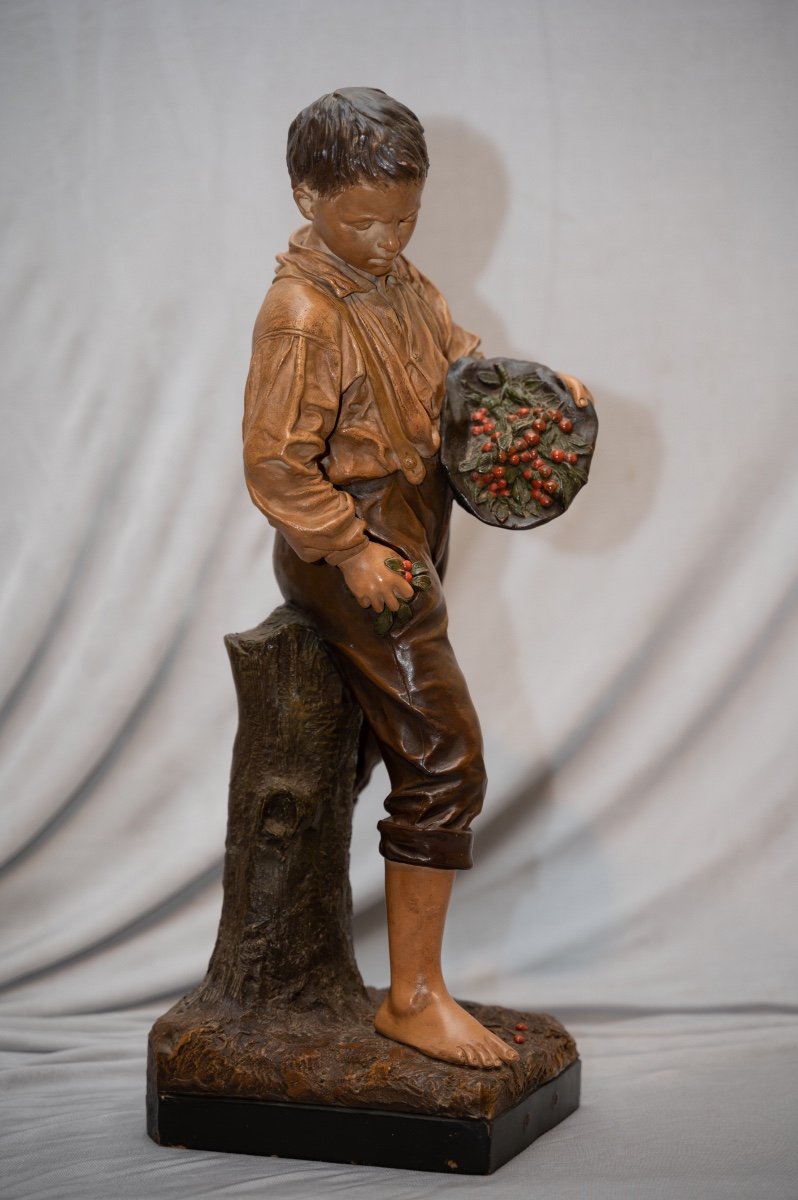 Le Voleur De Cerises, Terre Cuite De Joseph Le Guluche-photo-3