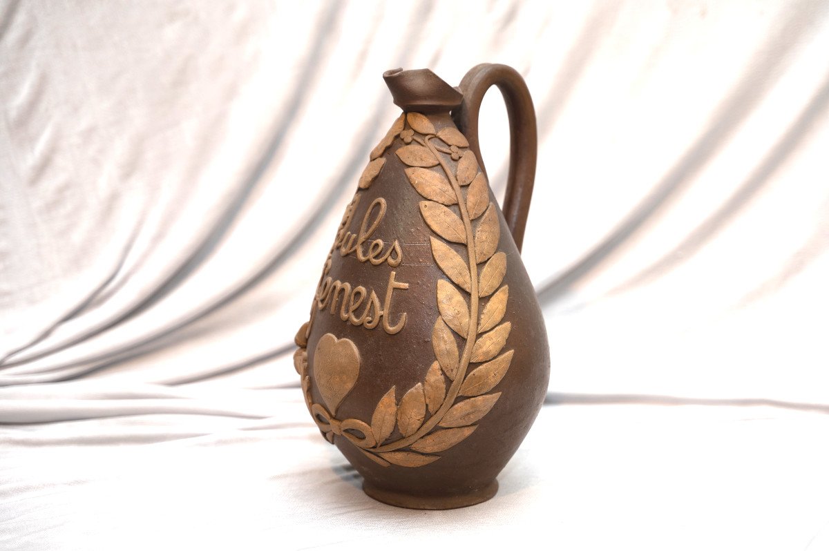 Patronymic Norman Cider Pitcher, XIXth Century Pottery