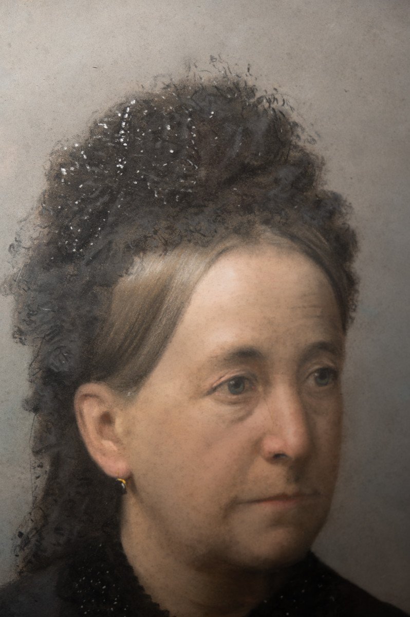 Portrait De Femme, Pastel, Fin XIXème-photo-4