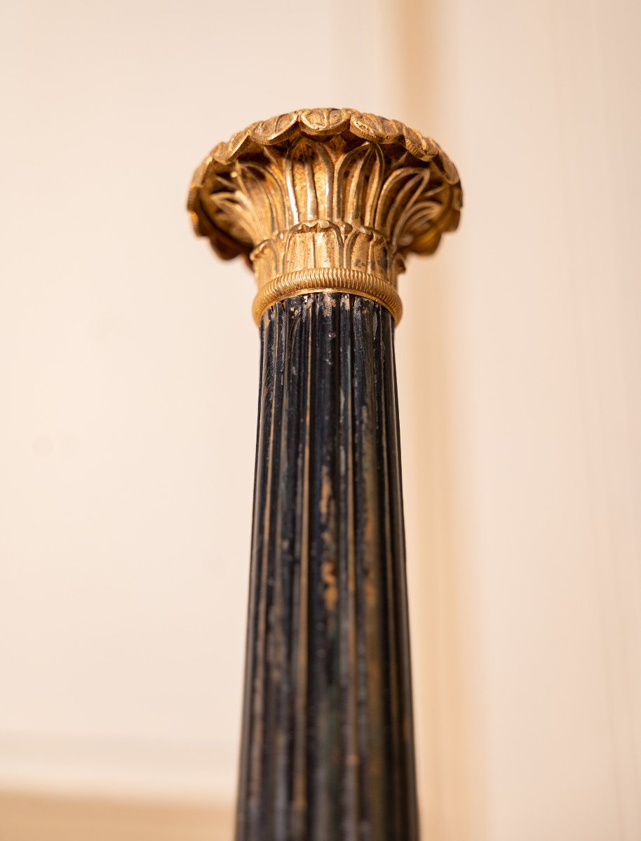 Empire Style Candelabra In Bronze And Brass-photo-4