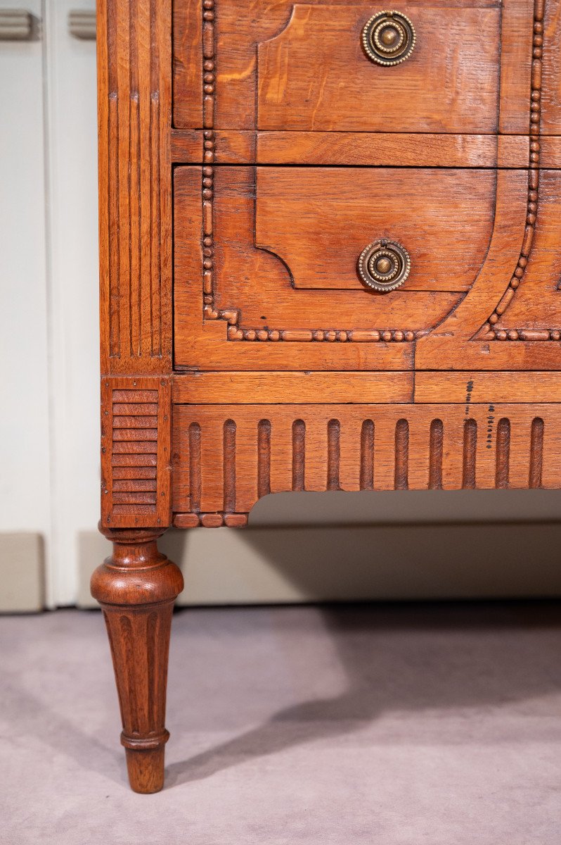 Louis XVI Style Oak Secretary Chest Of Drawers-photo-4