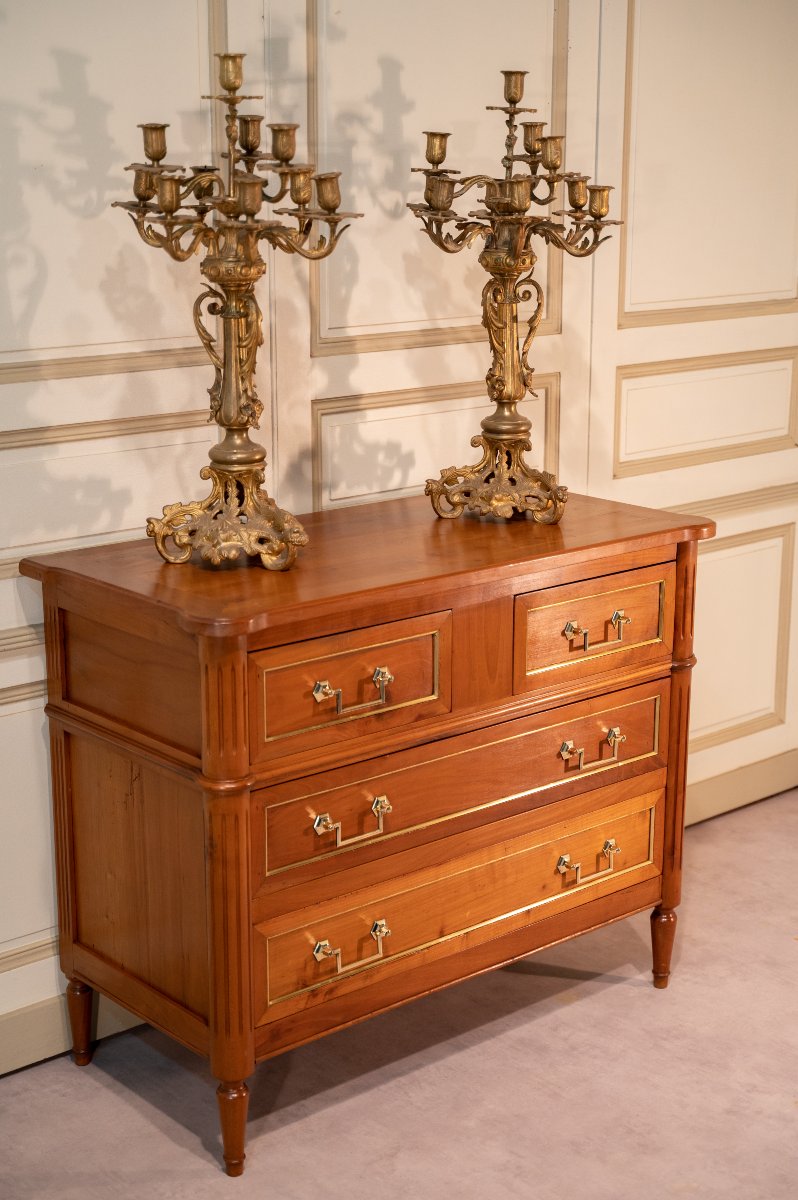 Small Louis XVI Style Chest Of Drawers In Cherry Wood-photo-3