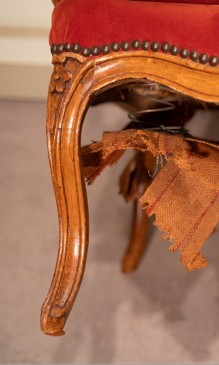 Paire de fauteuils cabriolet,époque Louis XV estampillés CV*BARA-photo-1