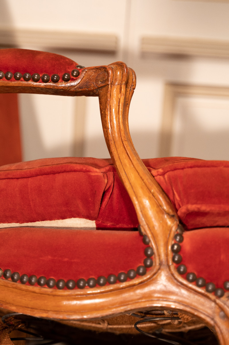 Paire de fauteuils cabriolet,époque Louis XV estampillés CV*BARA-photo-2