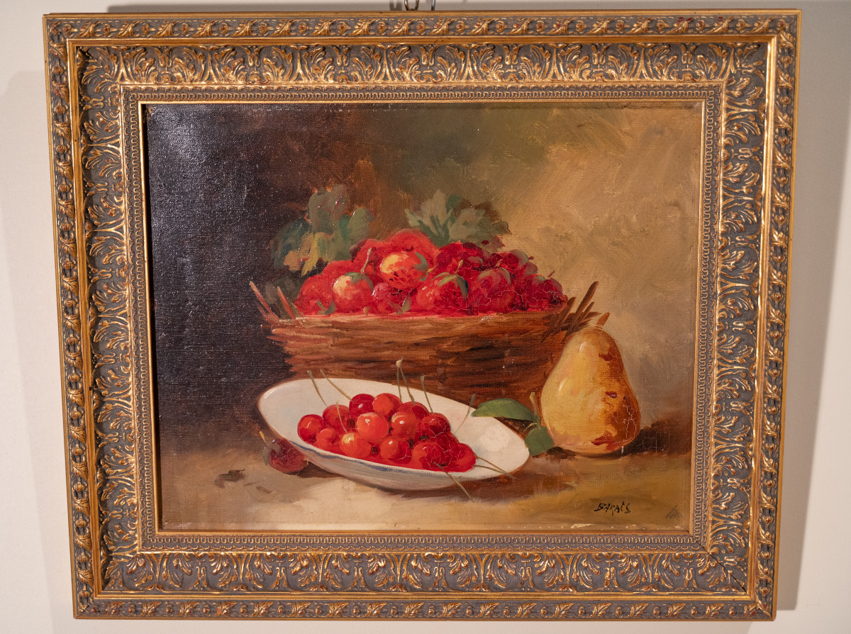 Nature morte aux fruits, huile sur toile époque fin XIXème siècle