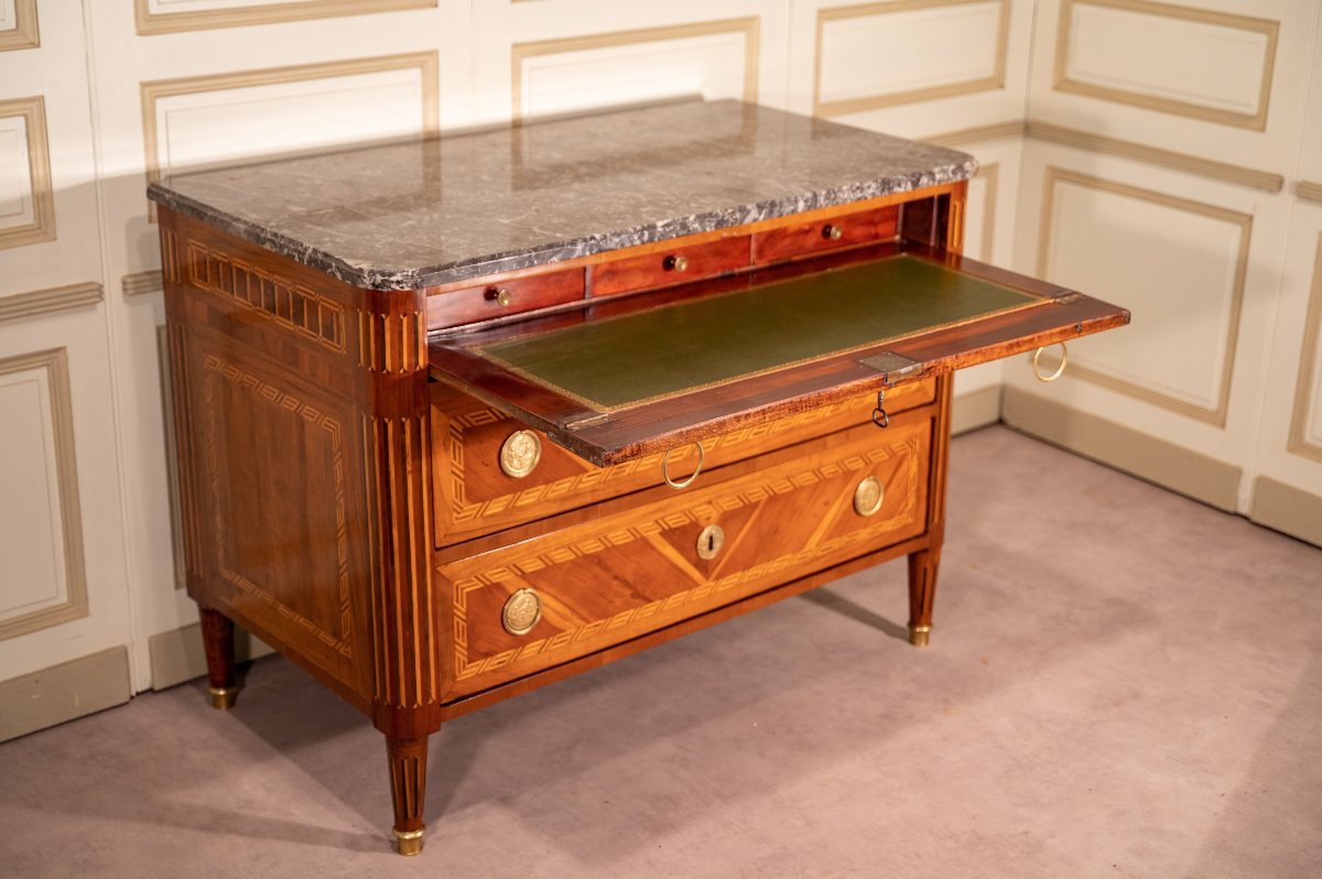Commode d'époque Louis XVI en prunier et noyer-photo-3