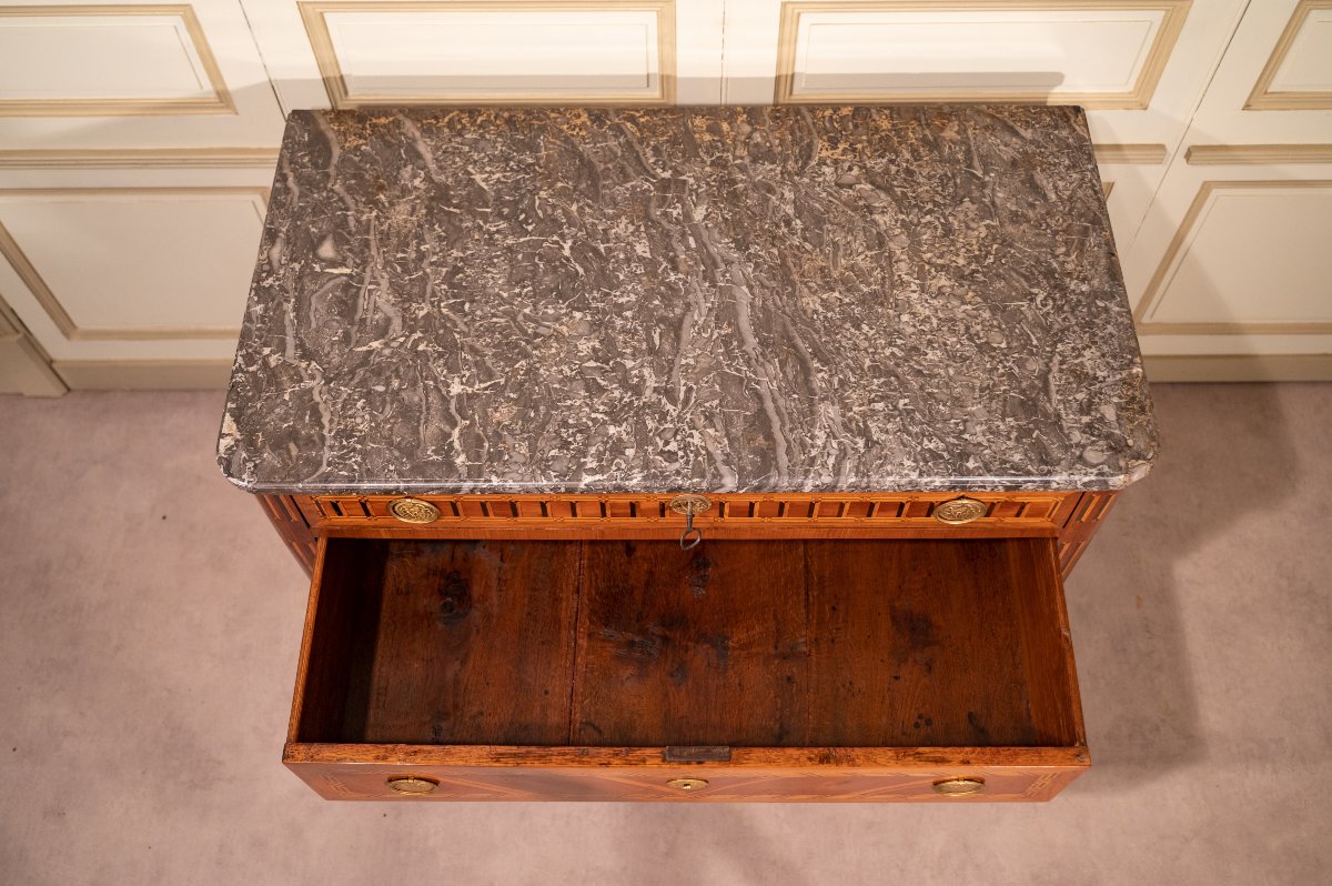 Commode d'époque Louis XVI en prunier et noyer-photo-3