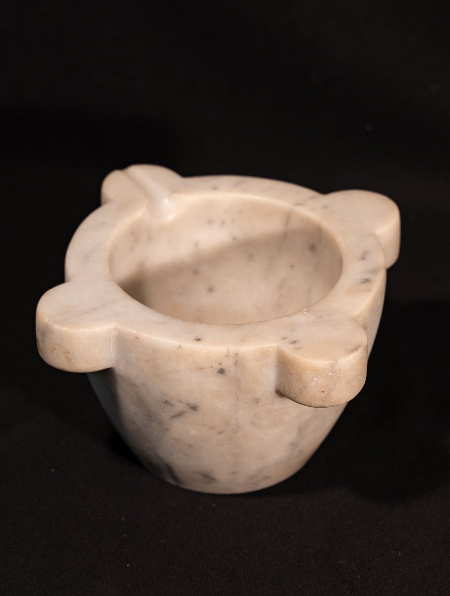 Carrara Marble Mortar, 19th Century-photo-2