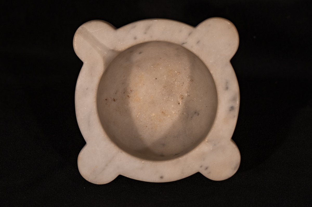 Carrara Marble Mortar, 19th Century-photo-4