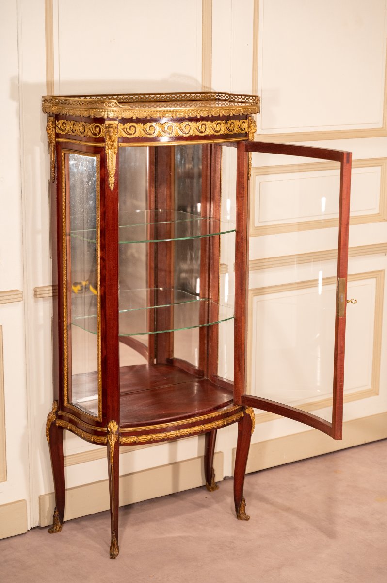 Vitrine galbée en acajou, Napoléon III-photo-3