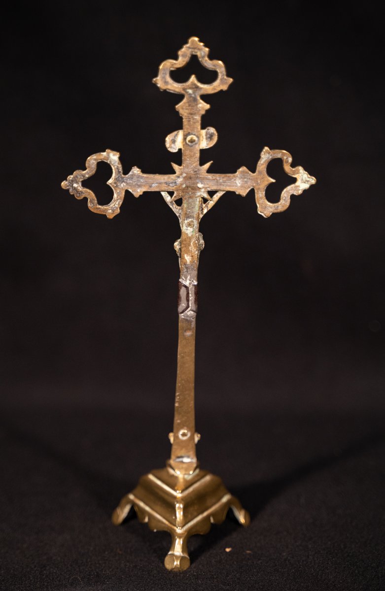 Norman Crucifix In Cast Brass, 18th Century-photo-3