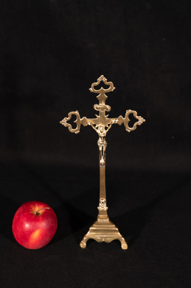 Norman Crucifix In Cast Brass, 18th Century-photo-1
