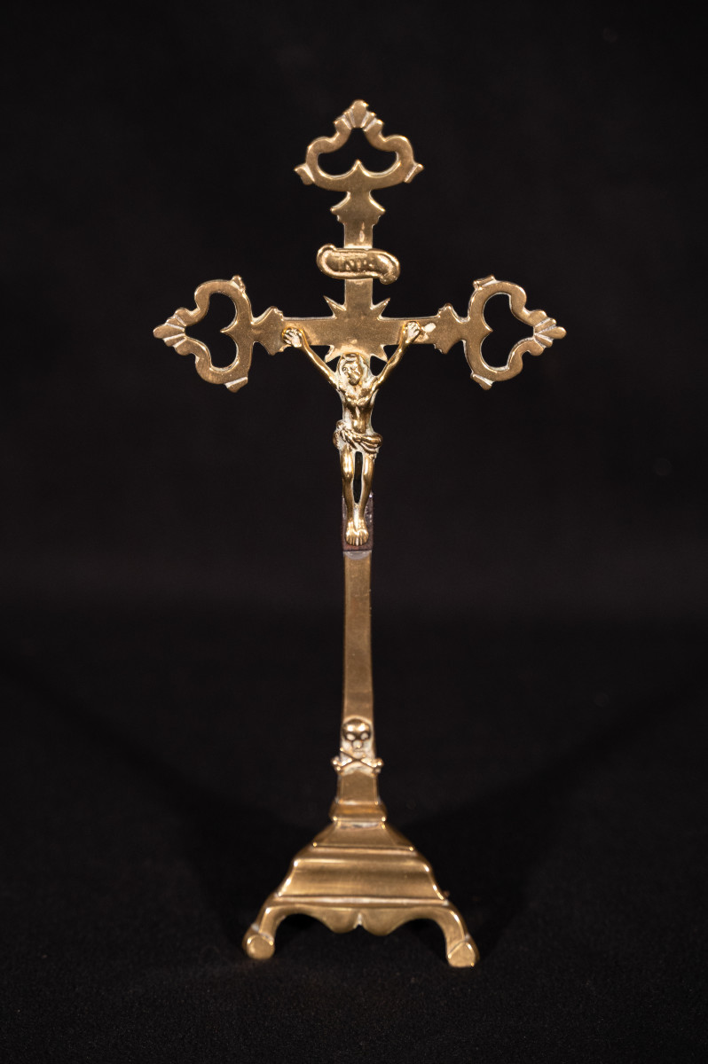 Norman Crucifix In Cast Brass, 18th Century