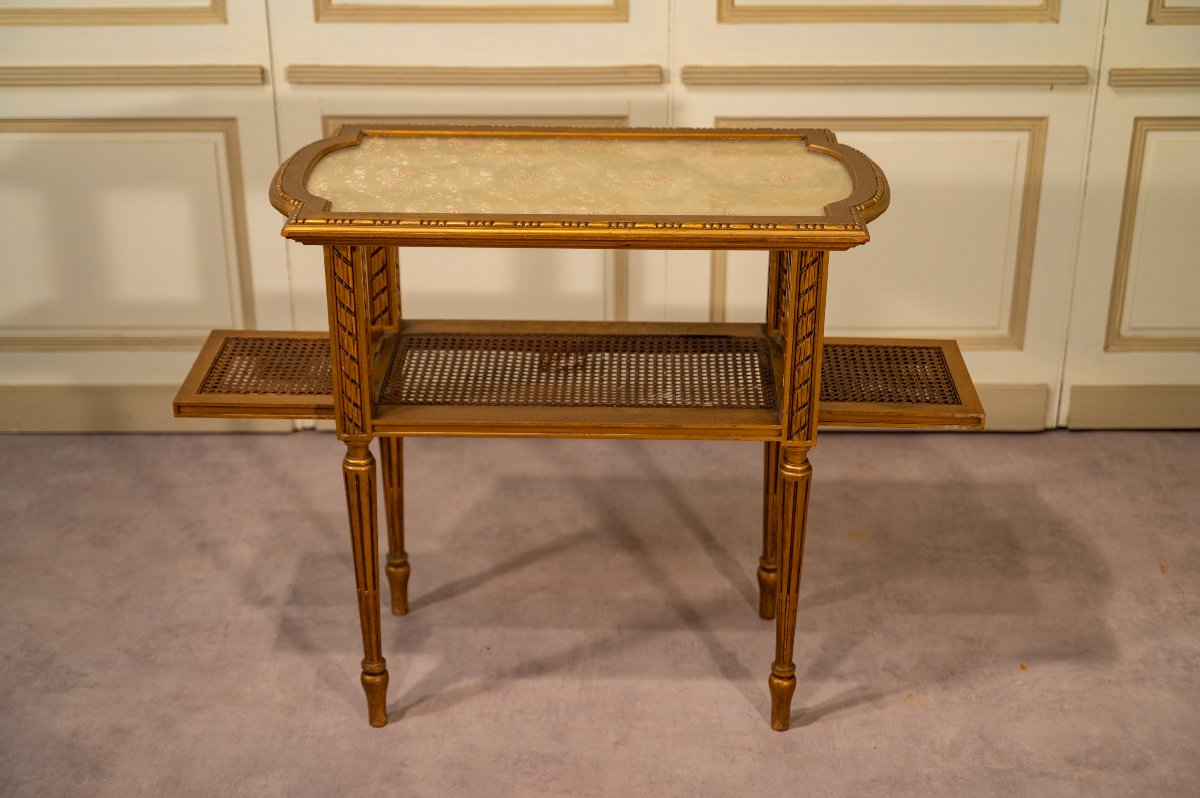 Table à thé en bois doré de style Louis XVI-photo-2