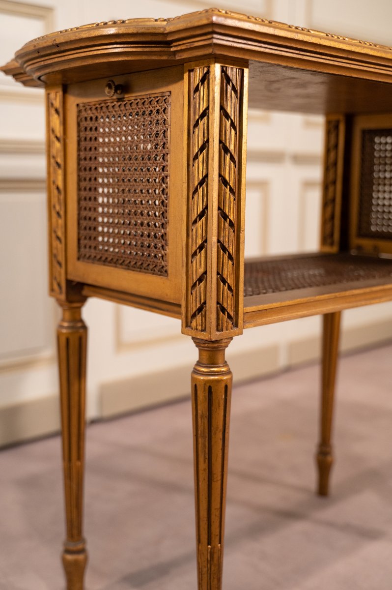 Table à thé en bois doré de style Louis XVI-photo-4