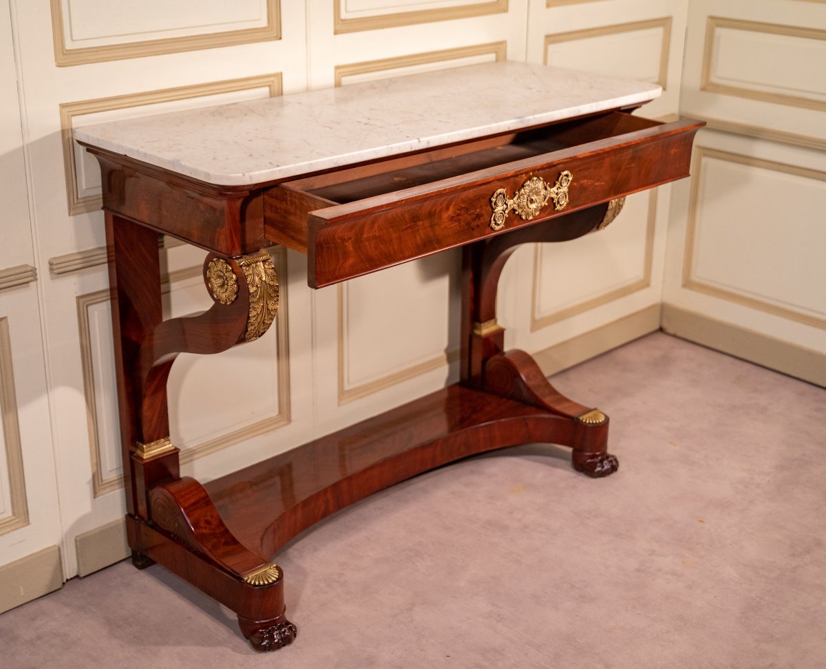 Restoration Period Mahogany Console Table-photo-2