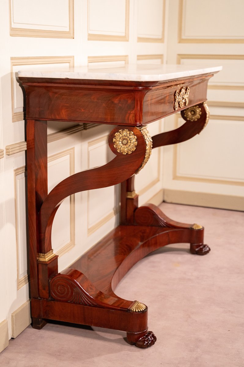 Restoration Period Mahogany Console Table-photo-4
